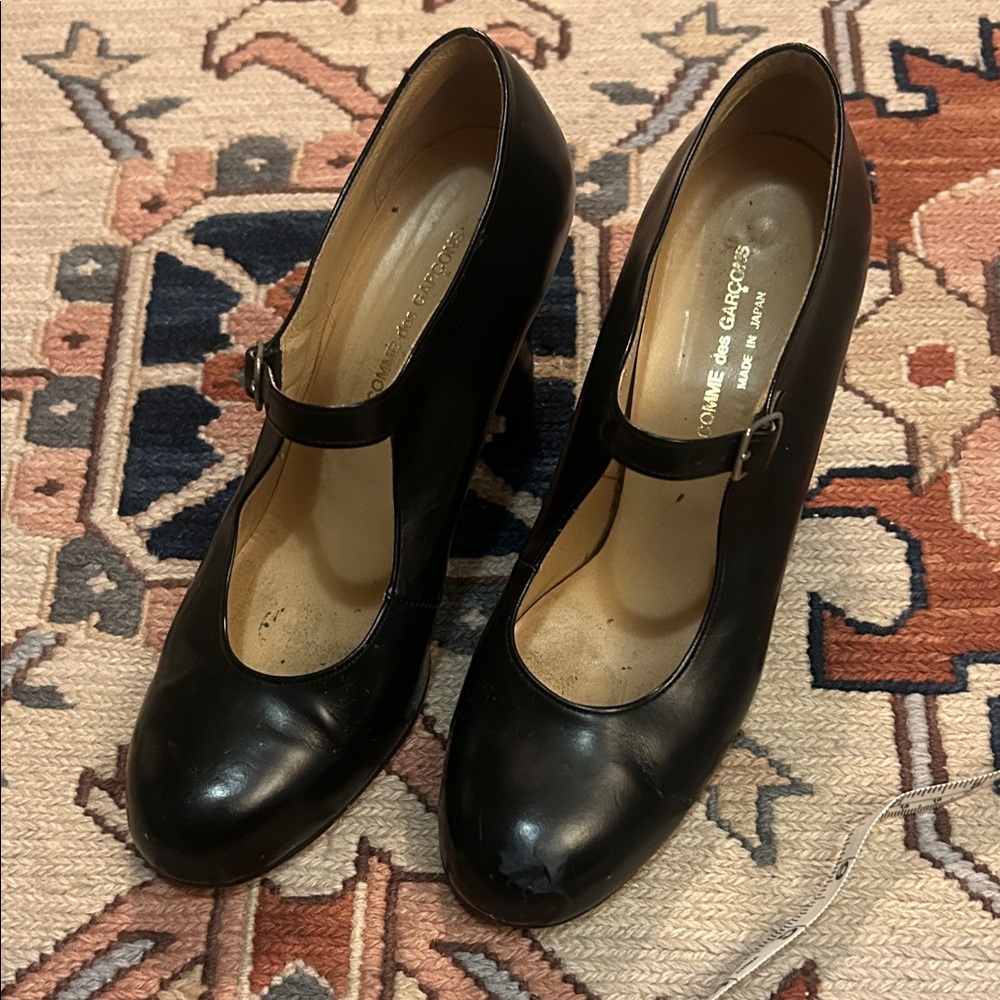 Vintage 90s Comme des Garcons Black Mary Jane Heels Made in Japan